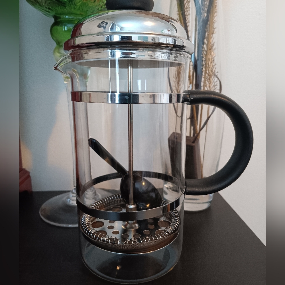 Glass French Press Coffee Maker with Black Handle